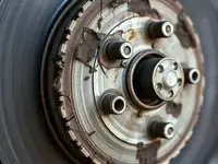 Worn brake components before